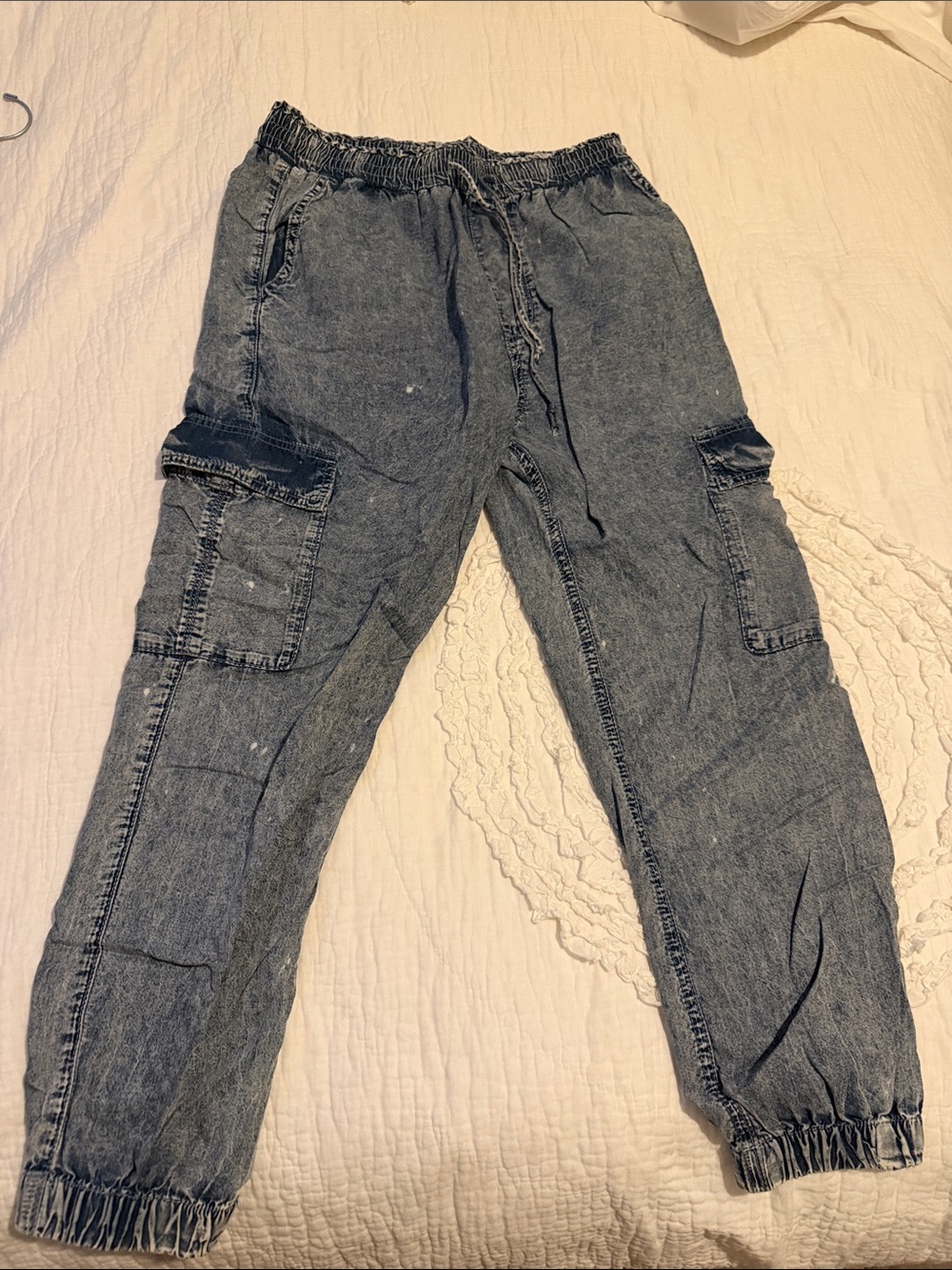 Hem & Thread Washed Black Cargo Joggers